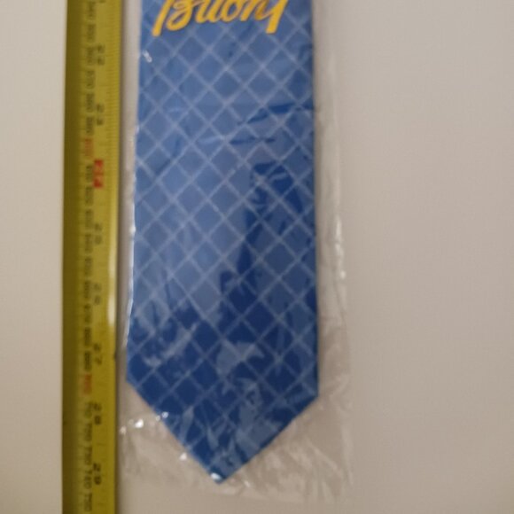 NWOT Brioni Mens Silk Necktie Made in Italy Blue Silver Diamond Pattern 3.5X58" - Picture 5 of 6